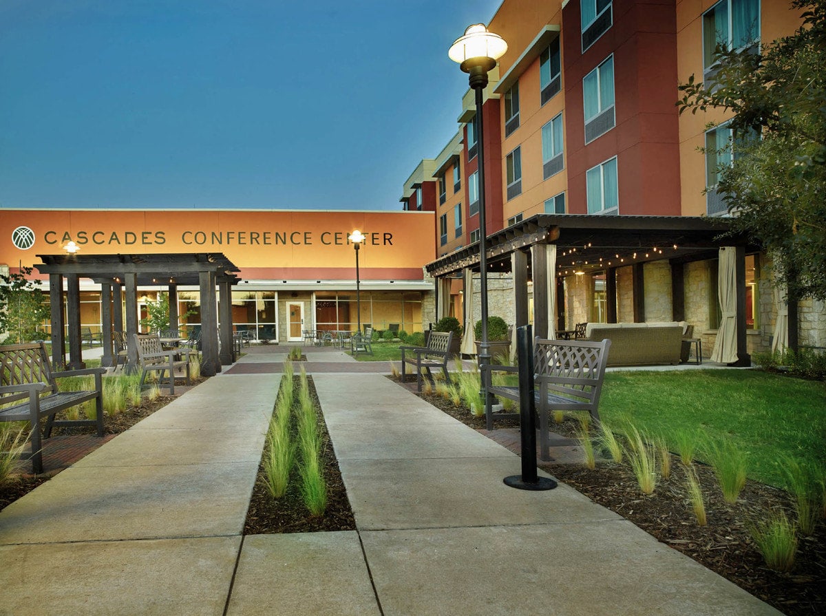 Commercial landscape design for Cascades Fairfield Inn & Suites in the Colony TX
